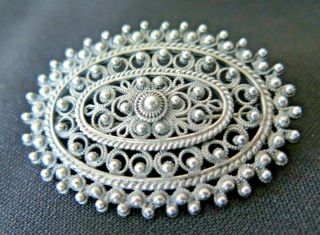 Antique Ornate Brooch Pendant Sterling Silver Jewelry Norway Exquisite