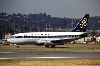 35mm Colour Slide Of Olympic Airways Boeing 737 - 284 Sx - Bch