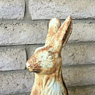 Antique English Garden Cast Iron Rabbit Statue Full Size 15” Yard Door Stop 2