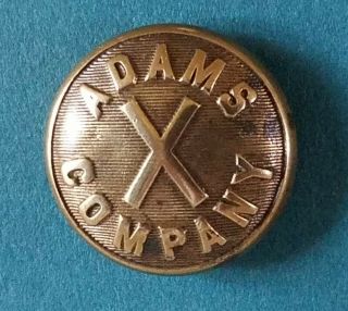 Bb Adams X Company Express Railroad Uniform Button Medium Gilt 1883 Die