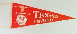 University Of Texas Longhorns Vintage Cotton Bowl Pennant Dallas Tx Orange