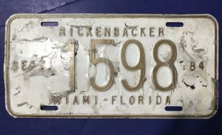1984 Miami Florida Rickenbacker Causeway Key Biscayne Vehicle Vtg License Plate