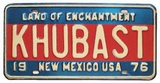 Mexico 1976 Bicentennial Personalized Vanity License Plate,  Scarce,  K Hubast
