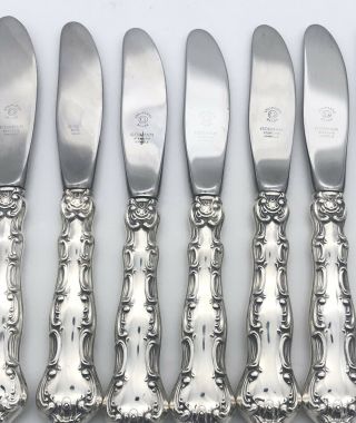 Set 8 Gorham STRASBOURG Sterling Silver Hollow Handle Butter Knife Stainless 3