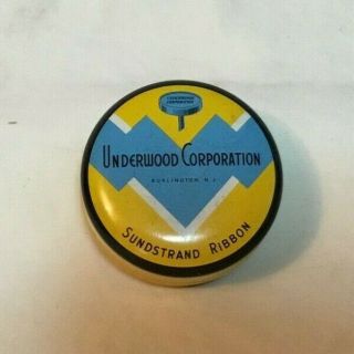Vintage Advertising Typewriter Ribbon Tin Underwood Corporation Sundstrand