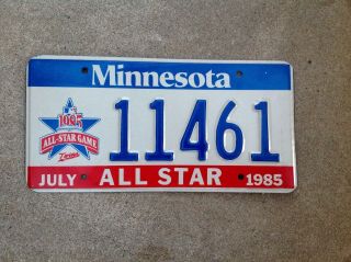 1985 - Minnesota - All Star Game - License Plate - Baseball