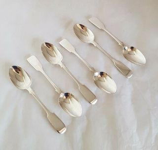 Antique Sterling Silver Tea Spoons.  " Fiddle Back Pattern " London 1880
