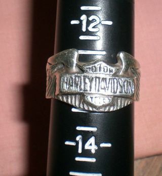 Harley Davidson Sterling Silver Wings Shield Ring Size 13 11.  3 Grams