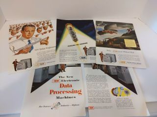 Vintage Ibm Ads 1940s/50s Electronic Calculator Early Computer Data Processing