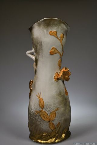 1Q 1900s Art Nouveau Semi - Nude Figural 16” H Vase by Royal Dux 2