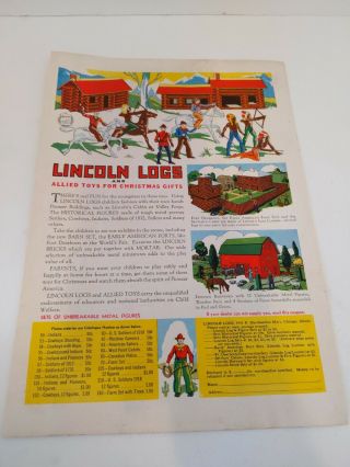 1935 Lincoln Logs Ad - Vintage Advertisement Toys Fort Barn Metal Miniatures
