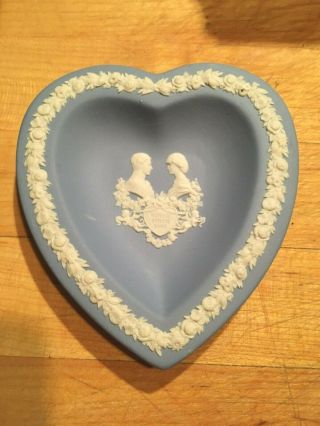 Vintage Wedgwood Jasperware Blue Diana & Charles Heart Royal Wedding Dish