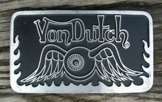 Von Dutch Flying Eyeball Cast Metal Hot Rat Rod Car Club Plaque License Plate