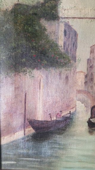 Antique Oil Painting Of Venice Signed