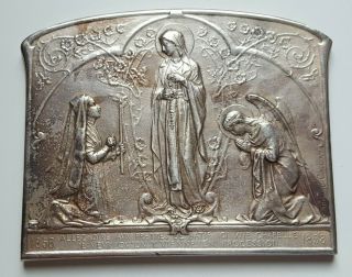 France - Antique Religious Bronze Medal/plaque By Armand Calliat,  76x63mm,  146 G
