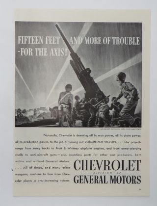 Print Ad 1943 Chevrolet General Motors Vintage Artwork Trouble For Axis