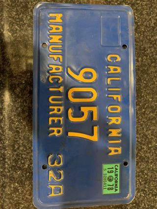 1978 California Manufacturer License Plate