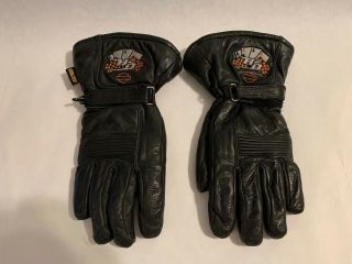 Vintage Men’s Harley Davidson Motorcycle Black Leather Poker Gloves Size Medium
