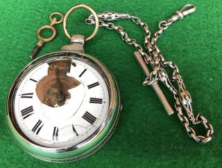 Antique Pair Cased Silver Pocket Watch London Restoration