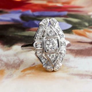 Art Deco Vintage & Antique Ring 14k White Gold Over 2 Ct Diamond Engagement Ring
