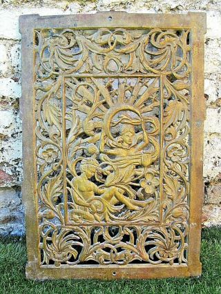 Antique Art Nouveau Brass Wall Plaque Radiator Cover Picture