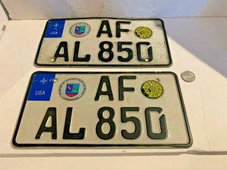Matched Pair Us Military License Plates - Germany 2003 " Af Al850 " Aluminum
