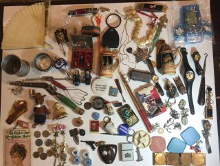 Estate Vintage/modern Junk Drawer Jewelry Buttons Coins
