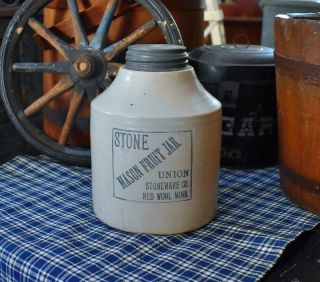 Stone Mason Fruit Jar Union Stoneware Co.  Red Wing,  Minn.  Half Gallon