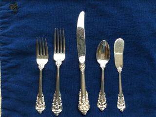 Heavy Grande Baroque Sterling 5 Piece Place Setting,  2 Available