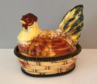 Sweet Antique Staffordshire Hen On Nest Tureen