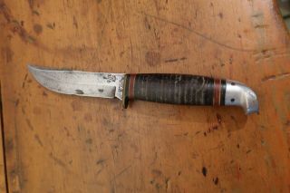 Vintage 8 1/2 " Official Boy Scout Western Knife/ Leather Wrapped Handle Nr