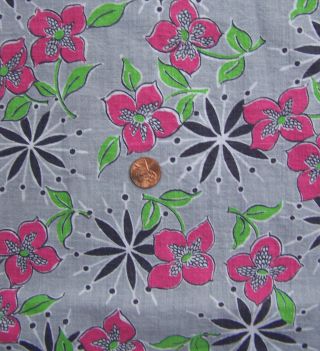 Vintage Colorful Feed Sack With Pink Flowers,  Gray,  Navy,  36 " X 42 "