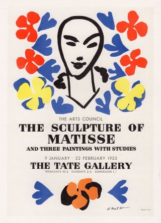 Great Signed Matisse Antique Exhibition Poster " Sculpture Of Matisse " Framed