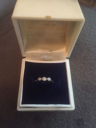 Antique 18ct Gold And Platinum 3 Old Cut Diamond Ring