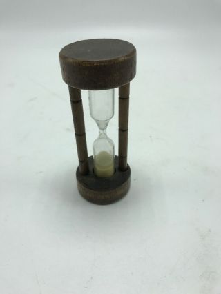 Hourglass Sand Wooden Timer 3 3/4 " Tall Vintage 3 Minute Timer Kitchen