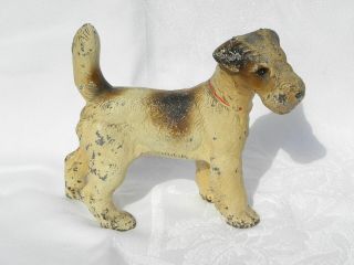 Antique Hubley Cast Iron Standing Fox Terrier Dog Doorstop Or Bookend 1