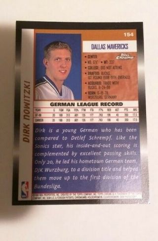 1998 - 99 Topps Chrome Dirk Nowitzki Rookie 2
