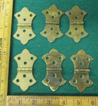 6 Vintage Salvage Solid Brass Butterfly Hinges