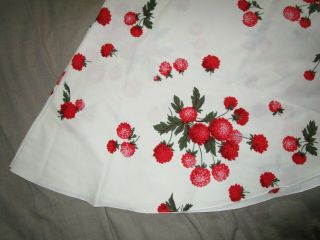 Vintage Cotton Round Red Hydrangea Floral Table Cloth 60 " X 63 "