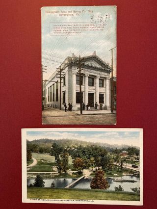 Vintage Postcards Birmingham Alabama 1908 Trust & Savings Co.  Highland Ave/lake