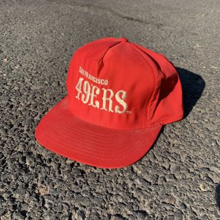 Vtg 90s San Francisco 49ers Red Snap Back Dad Hat Football
