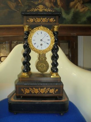 Antique French 19th Century Partico Clock.  See Photos, .  Mantel Clock.