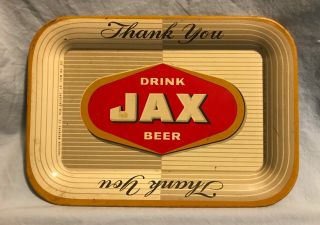 Vintage Drink Jax Beer Metal Tip Tray 6 5/8 X 4 5/8”