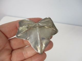 VINTAGE MID CENTURY HAND MADE STERLING SILVER LEAF BROOCH PIN 2 1/4 