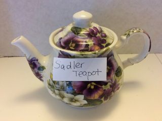 Vintage Sadler Teapot Made In England Pansies & Violets