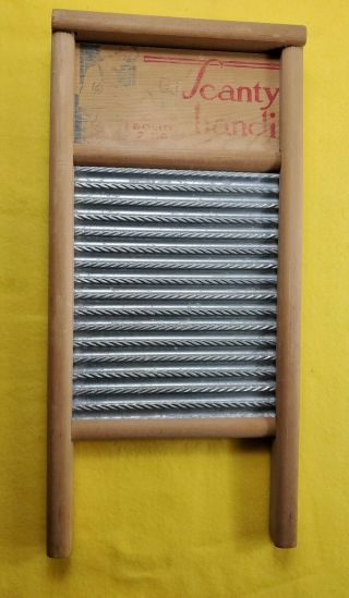 Vintage Scanty Handi Wash Board Solid Zinc Wood Lingerie 18 X8.  5