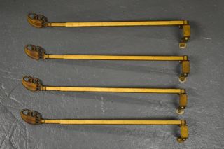 4 Antique Gold Cast Metal Swing Arms Curtain Drapery Rod Victorian Flower