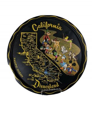 Vintage California Disneyland Walt Disney Tray Plate Metal Souvenir Tray