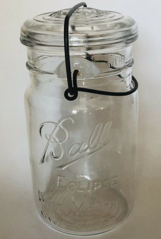 Vintage Ball Eclipse Wide Mouth Mason Jar With Metal And Glass Top