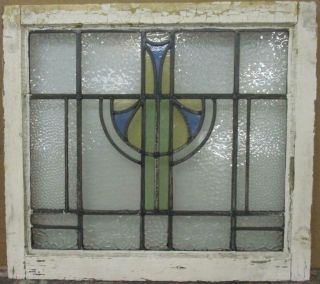 Midsize Old English Leaded Stained Glass Window Gorgeous Geometric 24.  5 " X 22 "
